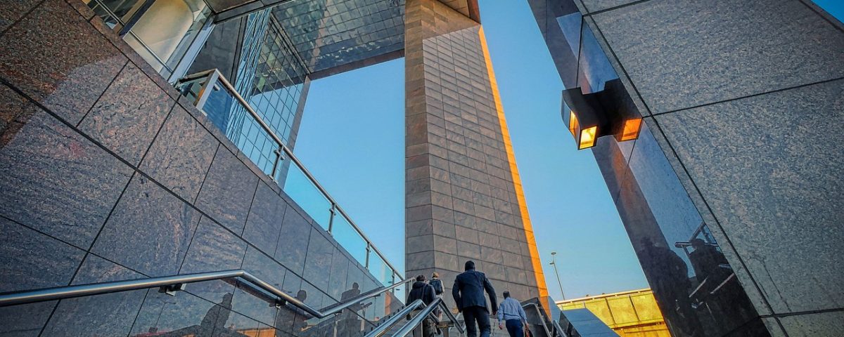 stairs, building, businessmen